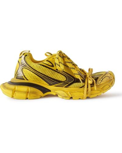 Balenciaga 3xl Distressed Mesh And Rubber Sneakers - Yellow