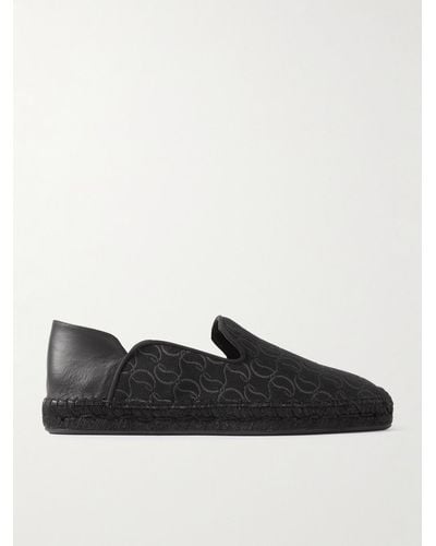 Christian Louboutin Varsi Espadon Collapsible-heel Logo-jacquard Canvas And Leather Espadrilles - Black