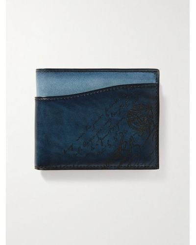 Berluti Makore Neo Scritto Venezia Leather Bifold Wallet - Blue