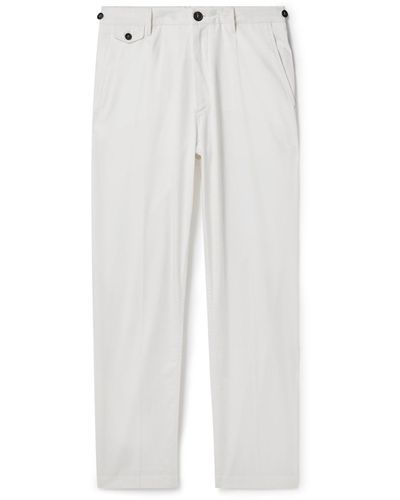 Dunhill Straight-leg Pleated Cotton-blend Chinos - White