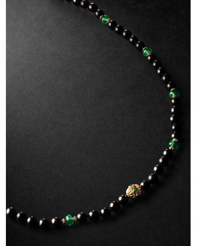 Ileana Makri Gold Jade Beaded Necklace - Black