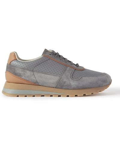 Brunello Cucinelli Perforated Suede Sneakers - Gray