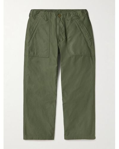 Beams Plus Wide-leg Cotton-twill Cargo Trousers - Green