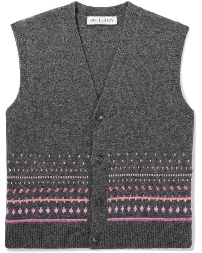 Our Legacy Rugrat Fair Isle Wool Sweater Vest - Gray