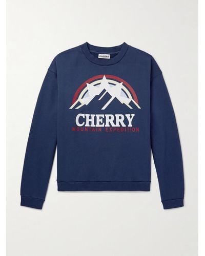 CHERRY LA Mountain Expedition Logo-print Cotton-jersey Sweatshirt - Blue