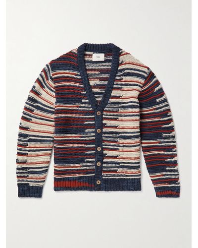 Folk Striped Intarsia-knit Cardigan - Blue