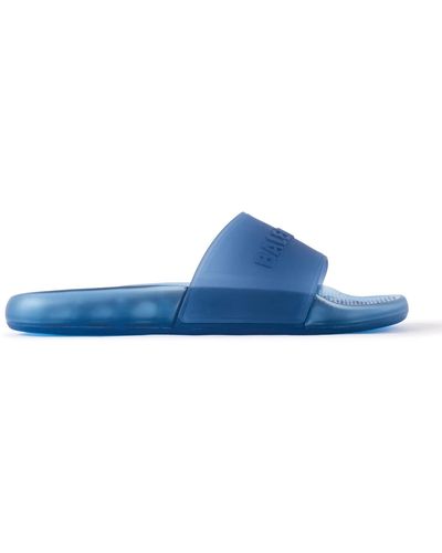 Balenciaga Logo-embossed Rubber Slides - Blue