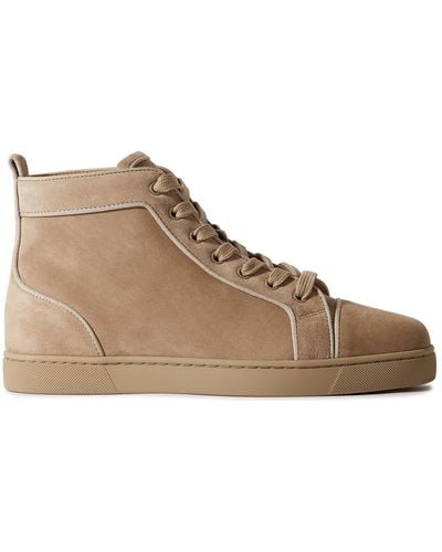 Christian Louboutin Louis Orlato Grosgrain-trimmed Suede High-top Sneakers - Brown