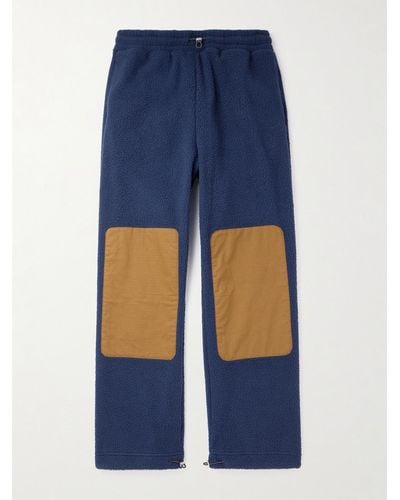 CHERRY LA Gerade geschnittene Hose aus Fleece mit Ripstop-Besatz - Blau