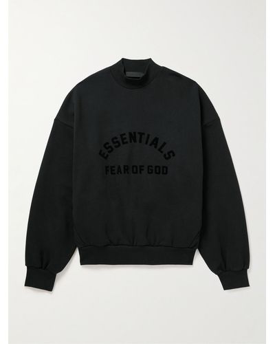 Fear Of God Logo-appliquéd Cotton-blend Jersey Mock-neck Sweatshirt - Black