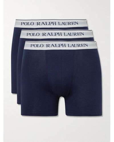 Polo Ralph Lauren Three-pack Stretch-cotton Boxer Briefs - Blue