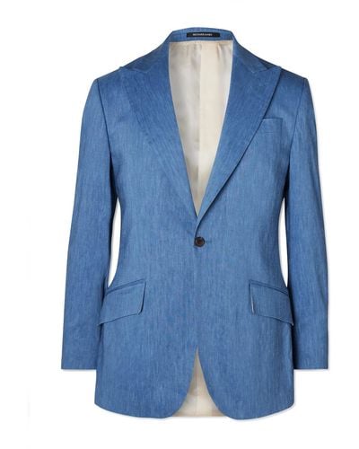 Richard James Hyde Linen-blend Suit Jacket - Blue