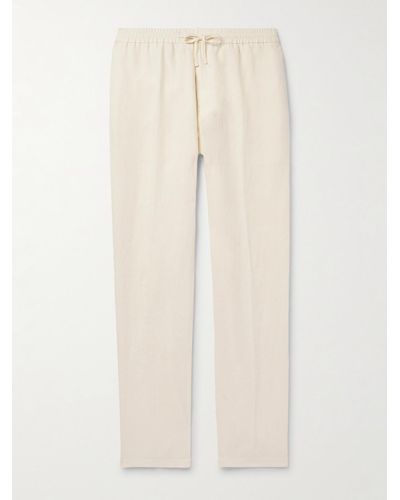 Canali Straight-leg Linen Drawstring Trousers - Natural