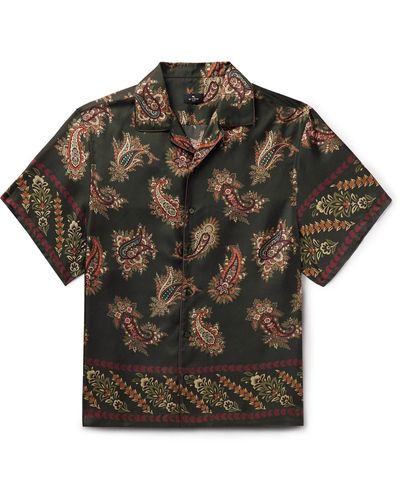 Etro Camp-collar Paisley-print Silk-twill Shirt - Green