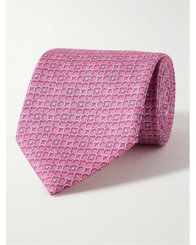 Ferragamo Krawatte aus bedrucktem Seiden-Twill - Pink
