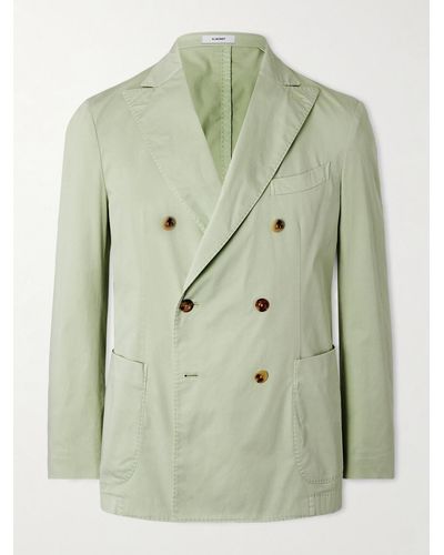 Boglioli Slim-fit Double-breasted Cotton-blend Suit Jacket - Green