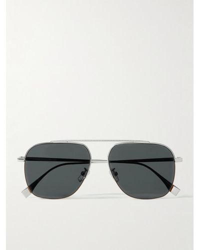 Fendi Aviator-style Silver-tone Sunglasses - Metallic