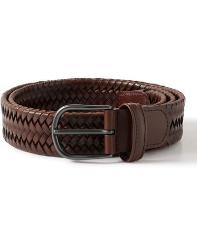 Anderson's 3.5cm Woven Leather Belt - Brown
