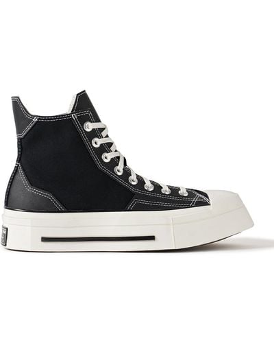 Converse Chuck 70 De Luxe Leather And Canvas Platform High-top Sneakers - Black