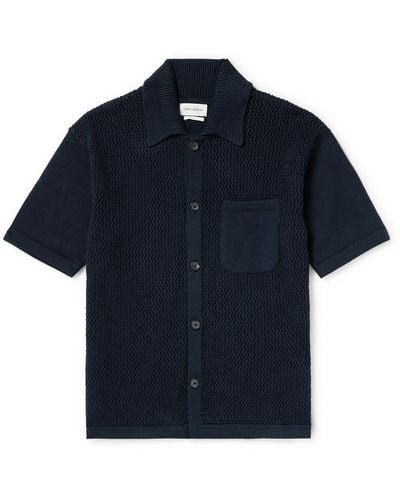 Oliver Spencer Mawes Open-knit Organic Cotton Shirt - Blue