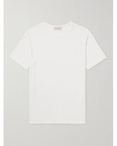 Officine Generale T-shirt in misto lyocell TM e lino tinta in capo - Bianco