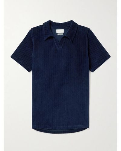 Oliver Spencer Austell Polohemd aus geripptem Frottee aus einer Biobaumwollmischung - Blau
