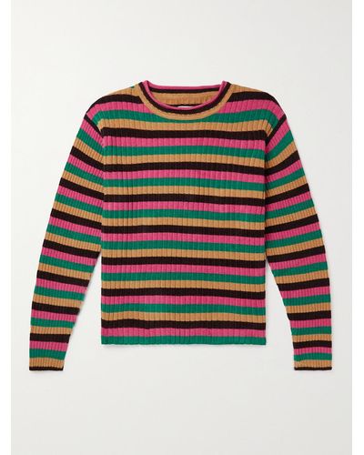 Wales Bonner Striped Ribbed Wool-blend Chenille Sweater - Multicolour