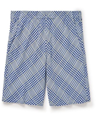 Noma T.D Straight-leg Checked Cotton Shorts - Blue
