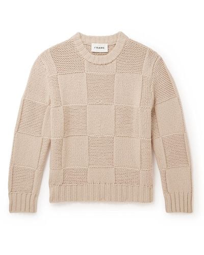 FRAME Grid Merino Wool Sweater - Natural