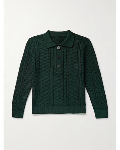 Jacquemus Belo Cable-knit Polo Shirt - Green