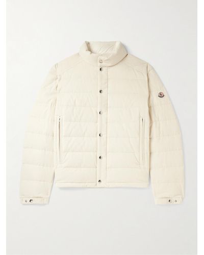 Moncler Jacke aus gestepptem Baumwollcord mit Logoapplikation - Natur