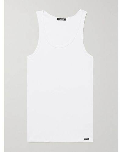 Tom Ford Ribbed Cotton And Modal-blend Tank Top - White