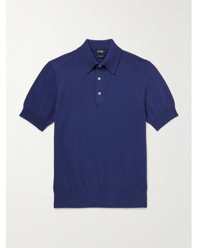 Drake's Cotton Polo Shirt - Blue