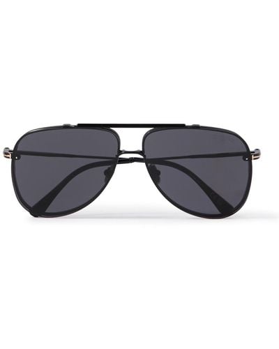 Tom Ford Leon Aviator-style Stainless Steel Sunglasses - Black