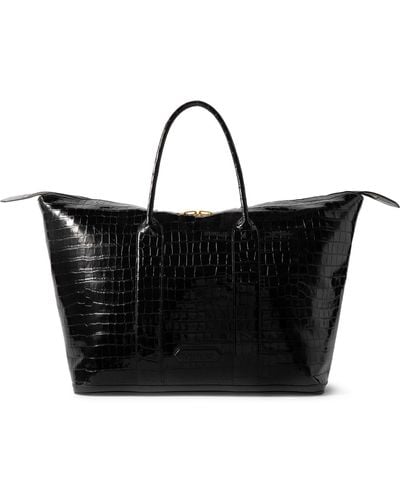 Tom Ford Croc-effect Patent-leather Tote Bag - Black