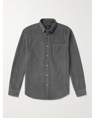 Portuguese Flannel Lobo Button-down Collar Cotton-corduroy Shirt - Grey