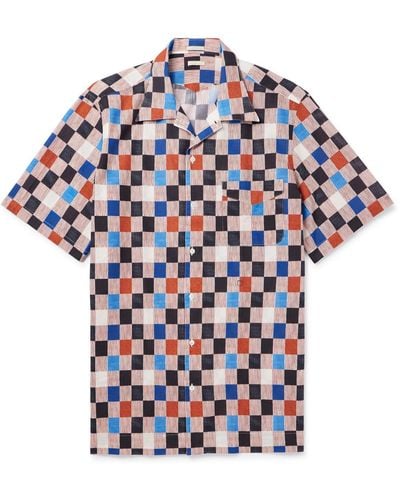 Massimo Alba Venice Camp-collar Checked Cotton-voile Shirt - Blue
