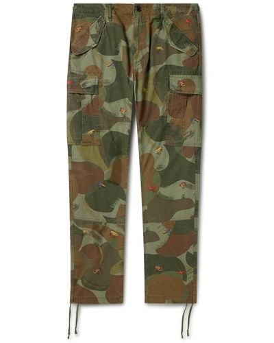 Polo Ralph Lauren Slim-fit Straight-leg Embroidered Camouflage-print Cotton-canvas Cargo Pants - Green