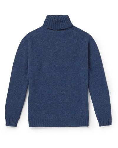 Kingsman Shetland Wool Rollneck Sweater - Blue