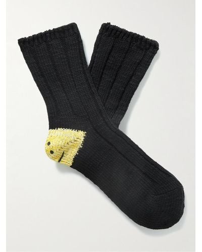 Kapital Socken aus einer Baumwollmischung mit Intarsienmuster - Schwarz