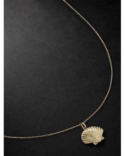 Mateo Venus Small Gold Pendant Necklace - Black