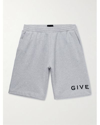 Givenchy Wide-leg Logo-print Cotton-jersey Shorts - Grey