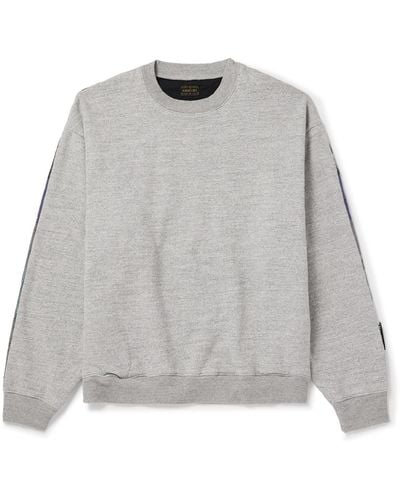 Kapital Patchwork Cotton-jersey And Cotton And Linen-blend Sweatshirt - Gray
