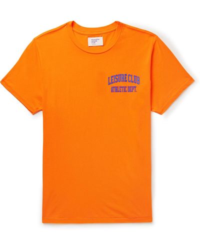 Pasadena Leisure Club Athletic Dept. Logo-print Garment-dyed Cotton-jersey T-shirt - Orange