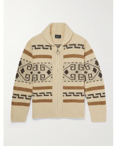 Pendleton The Original Westerley Jacquard-knit Wool Cardigan - Natural