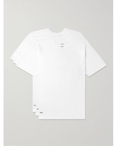 WTAPS Confezione da tre T-shirt in jersey di cotone con logo - Bianco