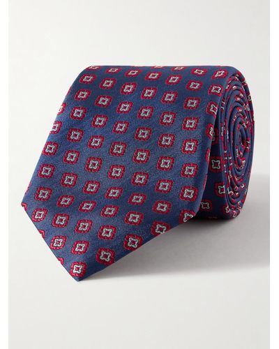 Canali Krawatte aus Dobby aus Seide - Blau
