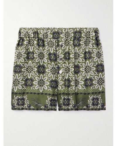 Etro Wide-leg Printed Silk-twill Shorts - Green