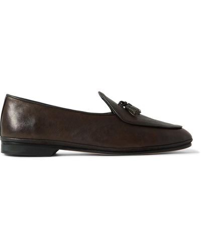 Rubinacci Tasseled Leather Loafers - Black