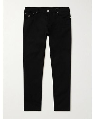 Brunello Cucinelli Slim-fit Straight-leg Logo-embroidered Jeans - Black